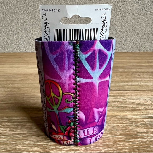 ED HARDY Christian Audigier Tattoo KOOZIE True Love Rare Y2K 90s Can Cooler - Picture 5 of 12
